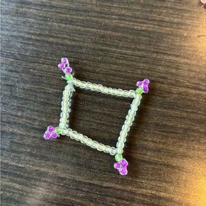 Chic Floral Beaded Bracelet with Pink and Green Accents